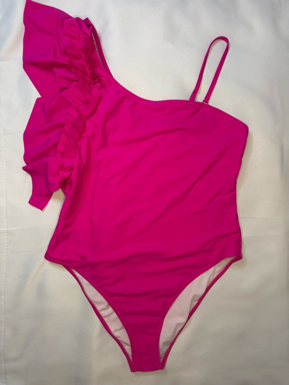 Jess Lea One-Shoulder Ruffle Hot Pink Swimsuit Size XL